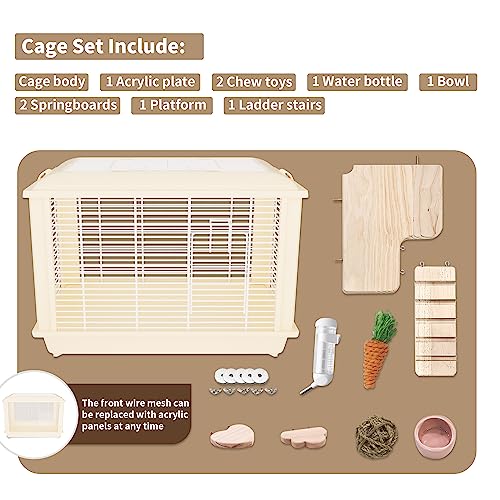 VINTEX Hamster Cages, Hamster Cage for Large Siberian Hamster,Gerbils,Little Rabbits,Includes 5 Pack Hamster Toys and Habitat Accessories, Measures 24" L x 14" W x 17" H (White Cage)