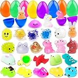 Lubibi 24 Huevos de Pascua Sorpresa Prellenados con Mochi Squishy Anti-Stress - Juguetes Sensoriales, Rellenos de Cestas, Premios de Aula, Fiestas Decoraciones & Regalos para Niños