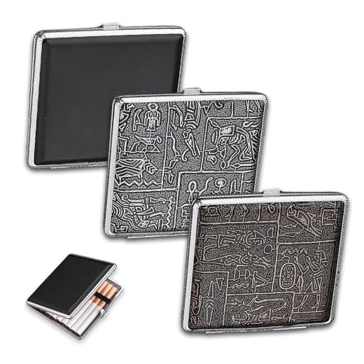 3 pcs Caja de Cigarrillos de Metal Almacenamiento Tabaco con Cierre a Presión Estuche para Cigarrillos de Metal Cigarette Case Pitilleras para Hombre de PU para Bolsillos de Camisa(Dorado,Plata,Negro)