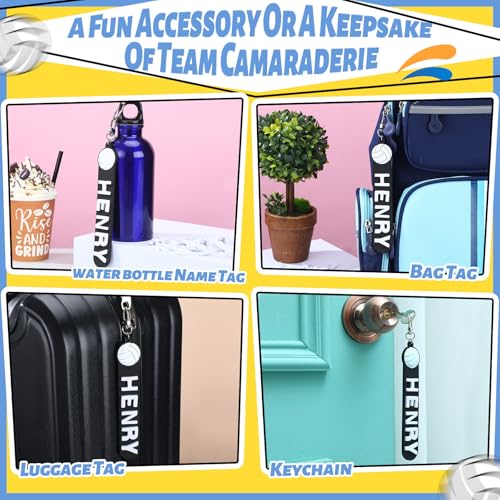 6 Sets Personalized Volleyball Luggage Tags for Travel Suitcases Halloween Party Favor Gifts Keychain Custom School Player Water Bottle Name Sport DIY Foam Letter Sticker Card Team Reward3