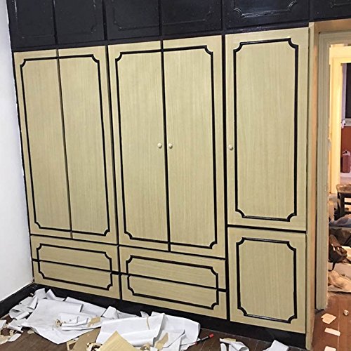 Yifely Light Yellow Wood Textured Furniture Paper Peel & Stick Shelf Liner Cabinet Door Sticker 17.7Inch By 9.8 Feet #TOP2