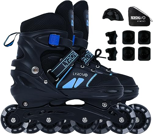 Lyrovo Aluminium Inline Skates Shoes With Carry Bag (S, Blue), Boys, Girls