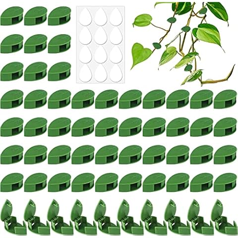 Anruyi 60 PCS Plant Climbing Wall Fixture Clips, Leaf Plant Wall Climbing Clips Self-adhesive Garden Plant Clips Invisible Vines Holder for Climbing Plants Clips For Home Decoration Wire Fixing Cover