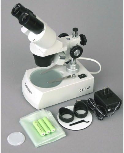 Miniatura 5 de AmScope SE305R-PY-LED Microscopio estéreo binocular montado hacia adelante, oculares WF10x y WF15x, aumento 10X15X30X45X, objetivos 1X y 3X,