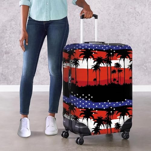 American Flag Carry On Luggage Cover with Zipper Palm Leaf Suitcase Covers For Luggage 21 Inch Luggage Protective Cover4