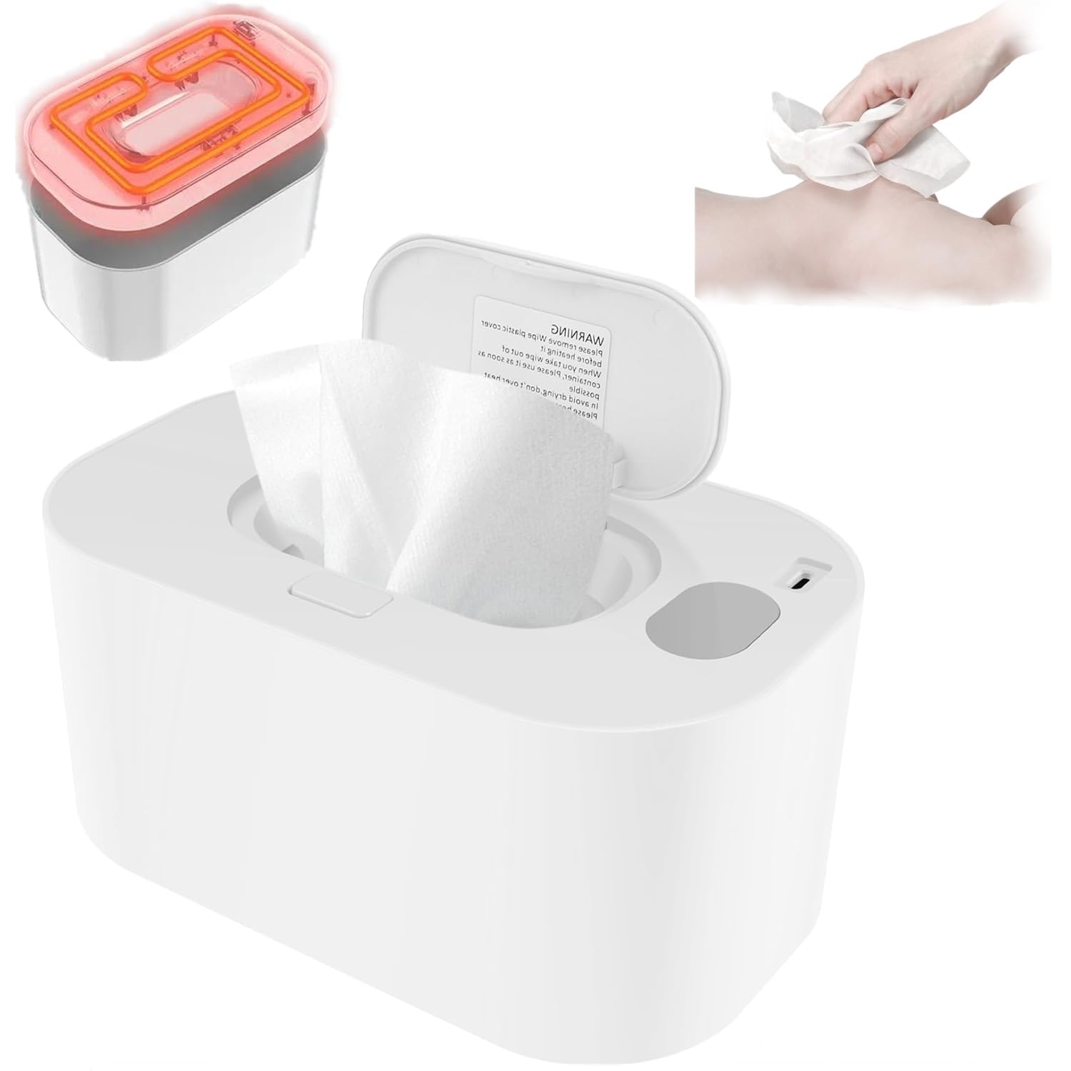 Scaldasalviette portatile per bambini, scaldasalviette e dispenser di salviettine umidificate per bambini per riscaldare uniformemente, con display della temperatura, scalda pannolini per casa, auto
