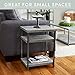 Household Essentials Jamestown Rectangular Side End Table with Storage Shelves Rustic Slate Concrete and Black Metal