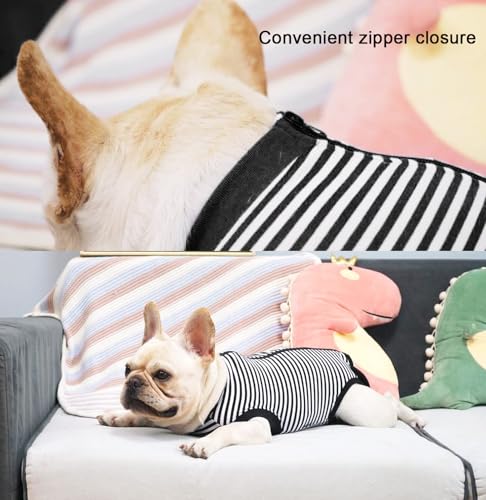 Image of Dogs Cats Recovery Suit After Surgery Professional Pet Recovery Shirts Dog Abdominal Wounds Bandages Black-White 3XL