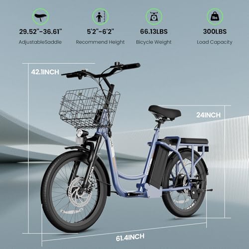 Image of Caroma Peak 1200W Electric Scooter with Seat, 20 inch Tires,30Miles&20MPH | All Terrain E Scooter with 2 Seats,Adjustable Electric Scooter for Adults with Basket,Adult Electric Bicycles Style Scooter