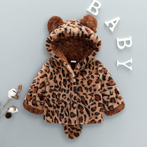 Baby 𝗣olar Fleece Hooded Jacket Boys Girls Thick Windproof Zip Up Leopard Print 𝗙𝗼x Coat Warm Plush Outerwear2