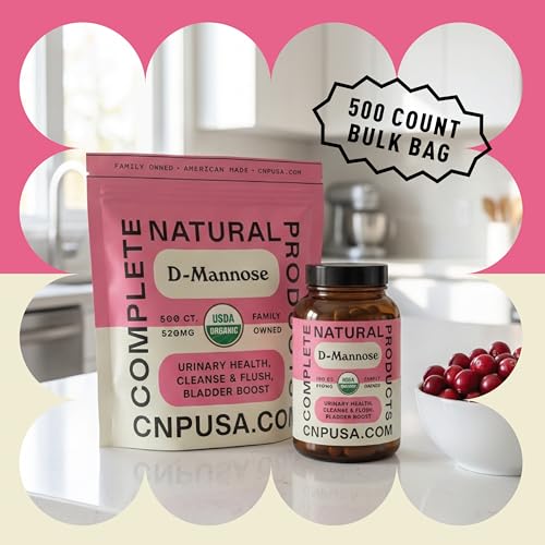 Image of D Mannose 520mg Capsules - Organic D Mannose Supplement for UT Support, Urinary Tract Bladder Health Pills, Plant Based Formula, Vegan Non GMO, No Fillers, 500 Capsule Count Made USA Certified Kosher