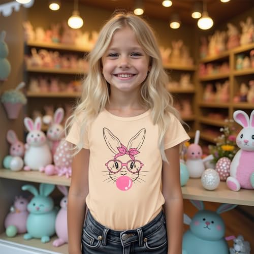 CM C&M WODRO Kids Girl Easter Shirt Cute Bunny Glasses T-Shirt Short Sleeve Funny Happy Easter Rabbit Graphic Tees Tops3