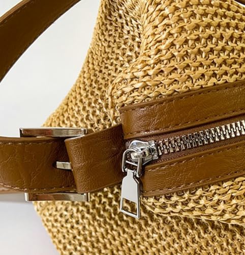 Straw Bag Slouchy Tote Bag for Women Summer Woven Beach Bag Large Shoulder Crossbody Bag Work Travel Purse 20252