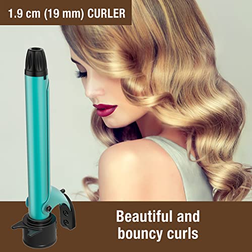Image of Havells HC4043 3 in 1 Hair Styler - Straightener, 19mm Curler, Crimper for Multiple Styles - (Blue /Black)