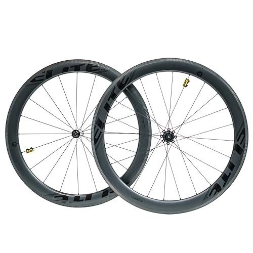 Image of ELITEWHEELS Road Bike Carbon Wheels 700c Clincher 30 /38 /50 /55 /60 /82mm Carbon Wheelset Tubeless Ready Cycling Wheel U Shape