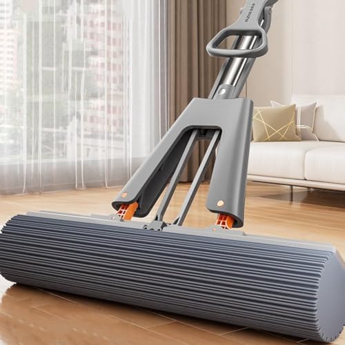 Image of Premium Sponge Hands-Free Squeeze Mop Pocha: Quick-Dry, Superior Water Absorption, Ideal for Bathroom Floor and Wall Cleaning with Long Handle