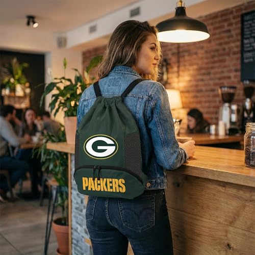 Image of NFL Green Bay Packers Cinch Bag - Standard Logo Drawstring Backpack
