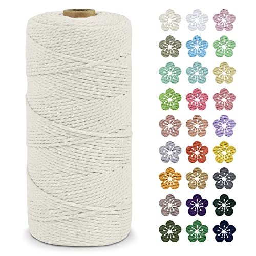 LEREATI Macrame Cord 2mm x 200m, Thick Macrame Rope Natural Cotton Rope Craft String