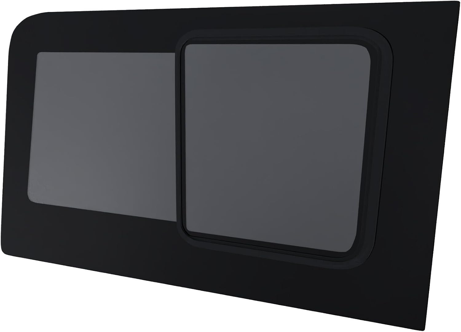 Brixwell 1290mm W x 768mm H Glass Window for Mercedes Sprinter 2007+, Passenger Side Third Sliding with Internal Screen, Extended 170" Wheelbase, 15 Percentage UV Light Transmission, Privacy Tinted