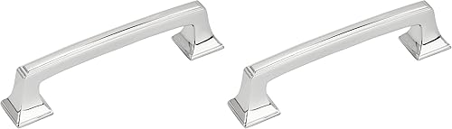 Amerock  Mango de gabinete  Cromo pulido  3-34 pulgadas (3.780 in) de centro a centro  Mulholland  paquete de 2 unidades  Jaladera de cajón  Asa de