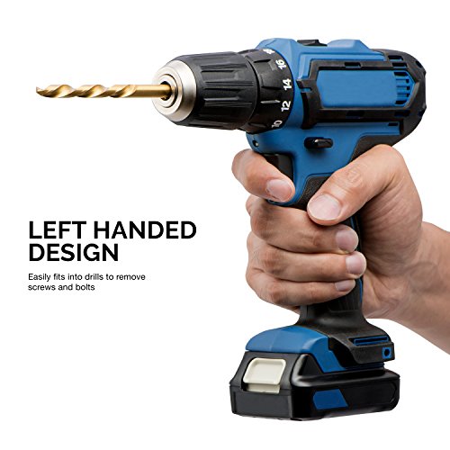Image of NEIKO 10037A Left-Hand Drill-Bit Set, High-Speed Steel Drills with Titanium Nitride Coating, Reverse-Twist Drill Bits, SAE Sizes, 15-Piece Set