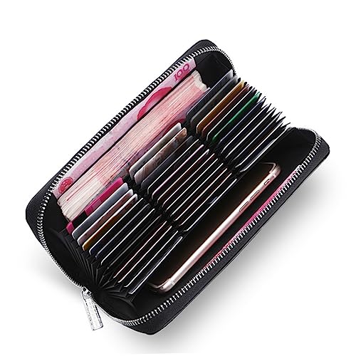 LIFKOME Cowhide Zippered Wallet Theft Card Holder Coin Purse Multiple Pockets Unisex Clutch for Wallet Clutch Credit Card Sleeves4