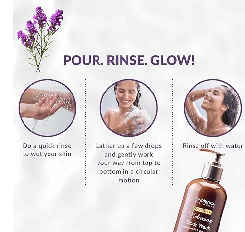 Image of Drontika Wild & Pure Body Wash For Women & Men, 500Ml Shower Gel Single Pump Bottle, 100% Natural Ylang Ylang Essential Oil & Lavender For A Soft And Smooth Skin, Ph Balanced Bodywash