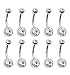 Coolrunner Lot of 10pc 14G Belly Button Ring Body Jewelry Piercing 10 Pack (Silver)