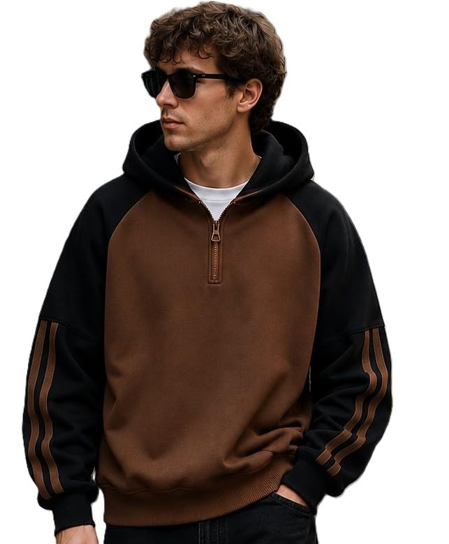 Image of Mens Colorblock Raglan Hooded Sweatshirt|| Hoodie for Men