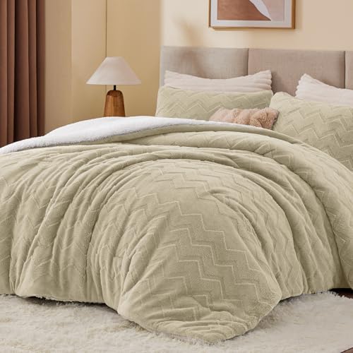 Image of BEDELITE Fluffy Sherpa Twin Comforter Set,Linen