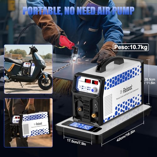 Image of Reboot Plasma Cutter With Built In Air Compressor | 40A 120V 110V Built In Air Pump Cutting Machine, 3 /8 In Clean Cut, 3 /5 In Max Cut, Include Roller Guide