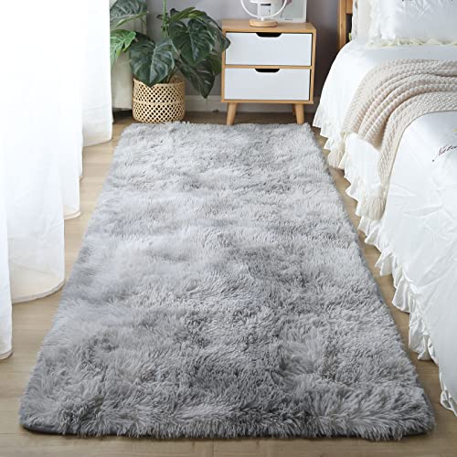 Caiyuecs Shag Area Rug,Indoor Ultra Soft Fluffy Plush Rugs For Bedroom Living Room, Non-Skid Modern Nursery Faux Fur Rugs For Kids Room Home Decor (Tie-Dyed Light Gray, 5X7 Feet) #TOP1