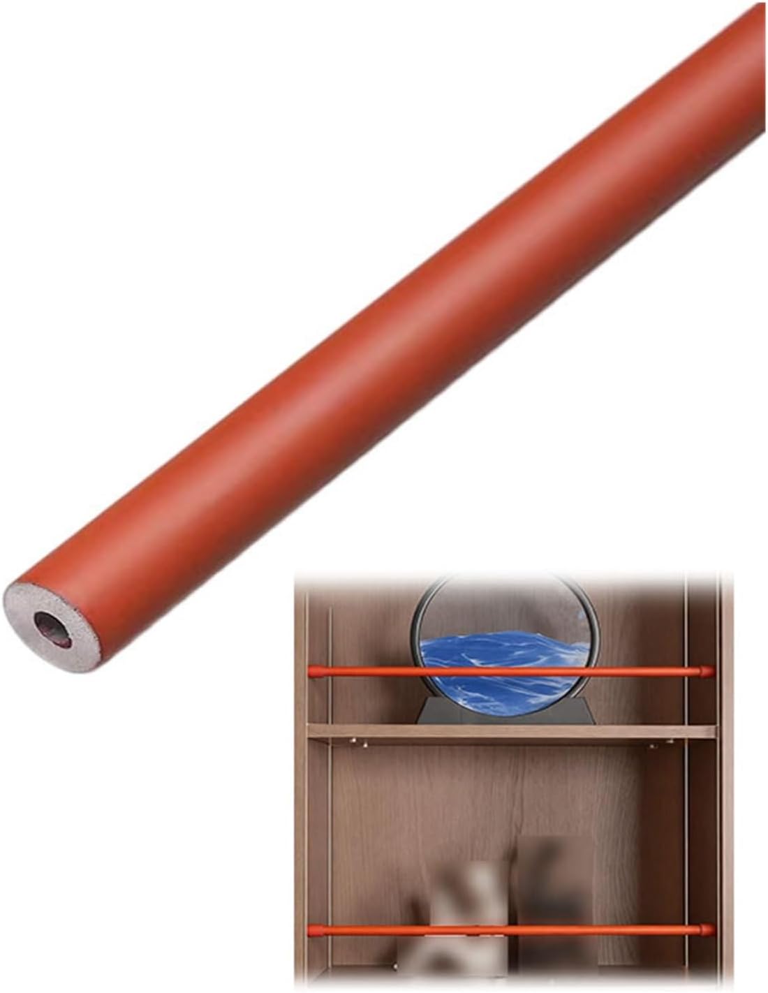 Aluminum Guardrail Bar for Cabinets & Wardrobes, 60cm Round Tube Railing, Decorative Shelf Front Fence Rod (Milk Color) - Sturdy & Stylish Home Accessory