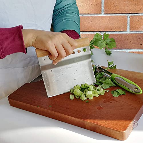 Alltop Dough Bench Scraper/Cutter/Chopper Stainless Steel Blade With Herb Stripper,Multipurpose Kitchen Pastry Tool With Scale Ruler - Leaf Remover - 1 Pack #TOP3