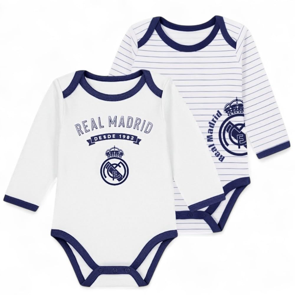 Genérico R.Madrid – Body Bebé Manga Larga Azul | Diseño Oficial | Algodón Suave | Fácil de poner | Regalo Ideal | Para Pequeños Madridistas