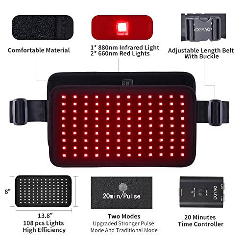Dgqy Large Red Infrared Light Therapy Belt Device For Body Waist Back Shoulder Pain Relief Wrap Fda Cleared Panels Home Use Pad For Thighs Joints Muscle Relaxation Father's Day Gift (Black) #TOP1