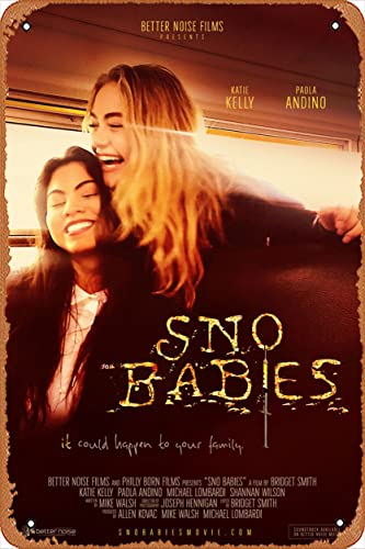 Zuhhgii Póster de la película Sno Babies (Katie Kelly, Paola Andino) - Cartel de estaño para cine y cine de 8 x 12 pulgadas, letrero de metal vintage para decoración del hogar, bar, pub, garaje