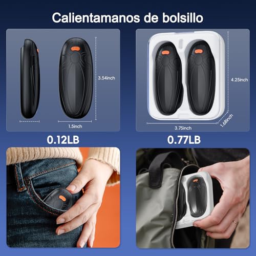 Hand Warmers Rechargeable 2 Pack, CIMELR 14000mAh Electric Hand Warmers with Charging Case, CIMELRReusable USB Pocket Heater for Hunting, Outdoors, Camping, Golf, for Women, Men, Kids - Thumbnail 6