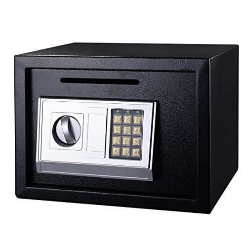 GUHPZA Caja Fuerte Digital Mediana, Construcción De Acero, Pernos De Cierre De Acero, Llave De Emergencia/Negro/Blanco 16L，Black-35X25X25Cm Black