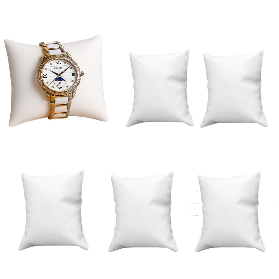 5 pièce ouate de Coton de Montre en ouate de Coton Oreiller de Montre Blanc et Blanc Présentoir de Bijoux Coussins de Bracelet pour Boîte Cadeau