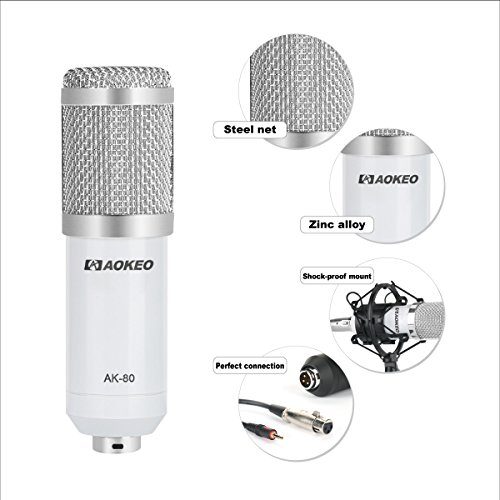 Aokeo AK-80 Professional Studio Recording Condenser Microphone Plug and Play Mic, Cardioid Pickup