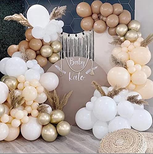 Balloon Girlande 126 Stück Beige Weiß Gold und Aprikose Rosa Luftballon Girlande Latex Ballons Wanddekoration für Boho Hochzeit, Verlobung, Geburtstagm, Braut Party, Baby Party Dekoration Cover
