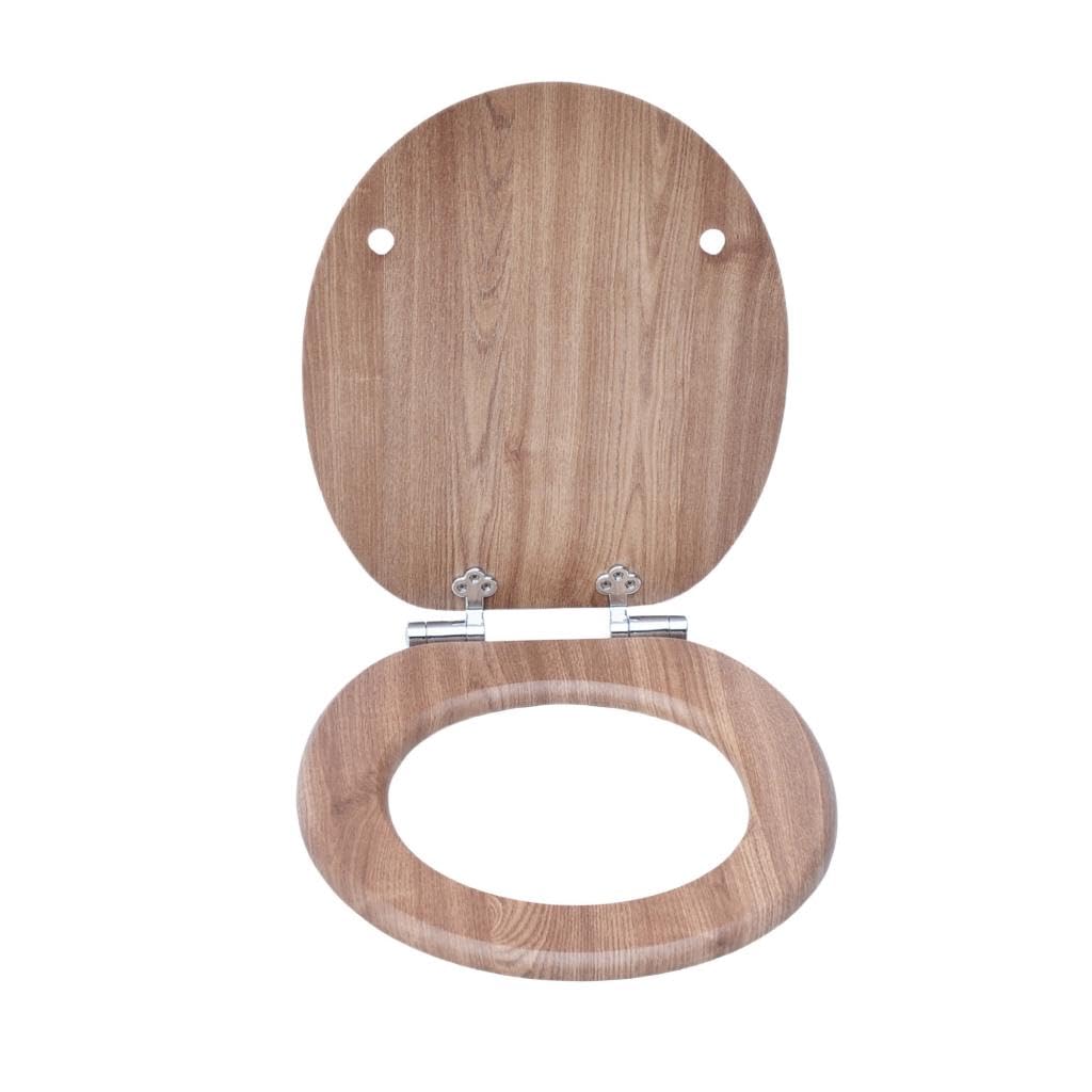 MDF-Toilettensitz mit Soft-Close-Mechanismus, O-förmiger Toilettensitz mit verstellbaren Scharnieren aus Zinklegierung Verhindert Rostbildung, 180kg Tragkraft Ergonomisches Design