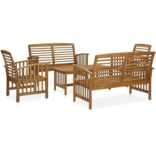 vidaXL 5 Piece Patio Lounge Set with Cushions Solid Acacia Wood