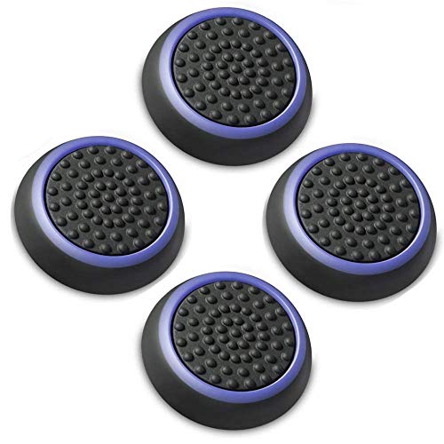 Image of 4PCS Silicone Thumb Stick Joystick Analog Grip Thumbsticks Cap Cover Case for PS4 PS3 PS2 Xbox One Xbox 360 Wii U NS Pro Controller (Black-Blue)