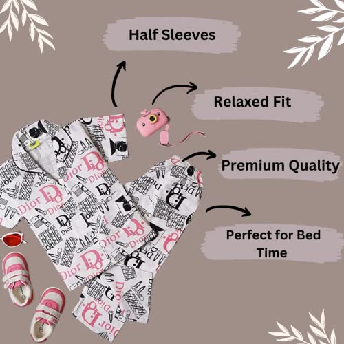 Image of A Little Swag Cotton Printed Night Dress Soft Night Suit Sleepwear Nightwear Set Unisex Kids Wear