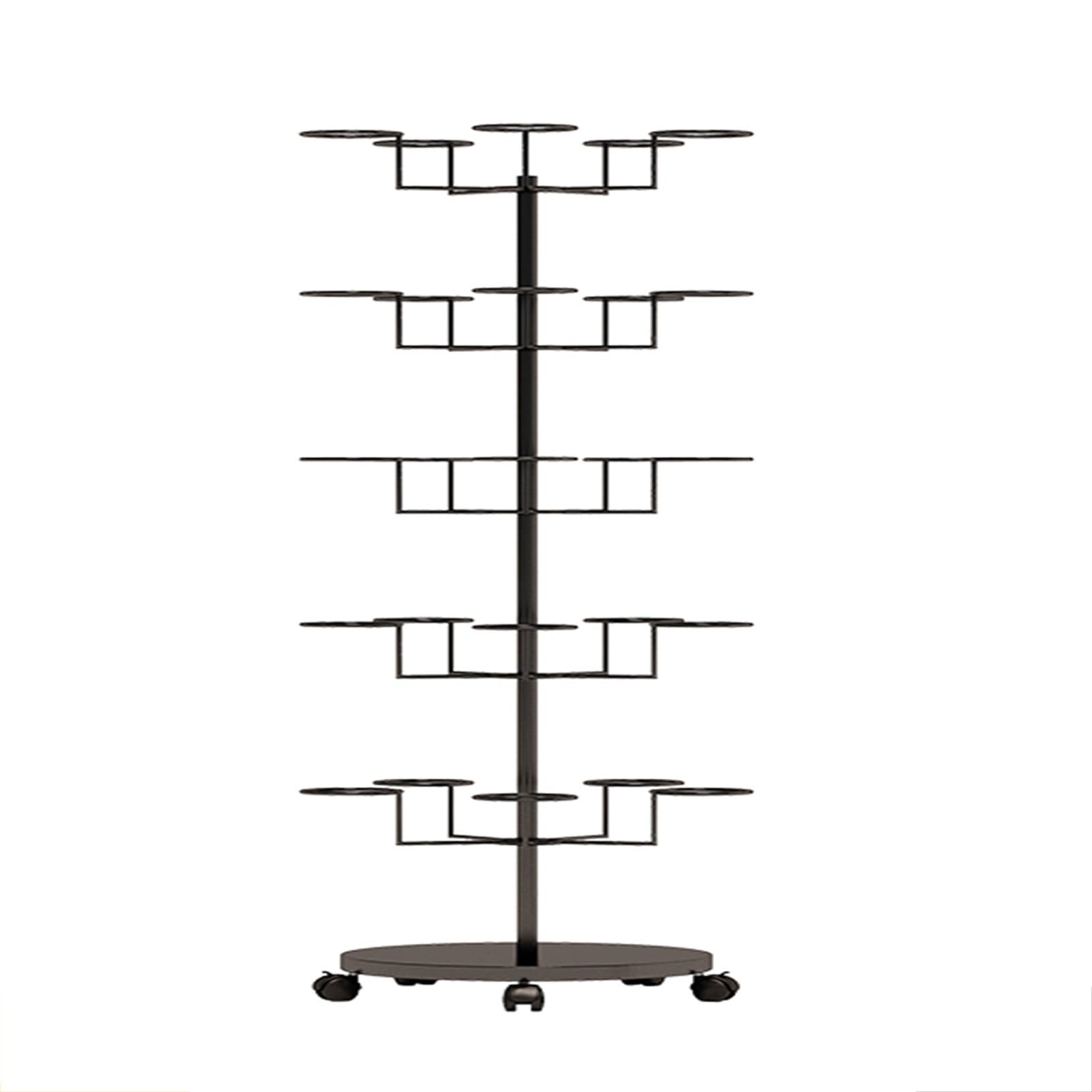 YNBSHGAA Rotating Hat Display Rack Stand, Freestanding Multi-Layer Retail Display for Hats, Wigs & Helmets - 5 Layers, 61x22in, Black - Perfect for Store & Boutique Use,Black-5 layers 61x22in
