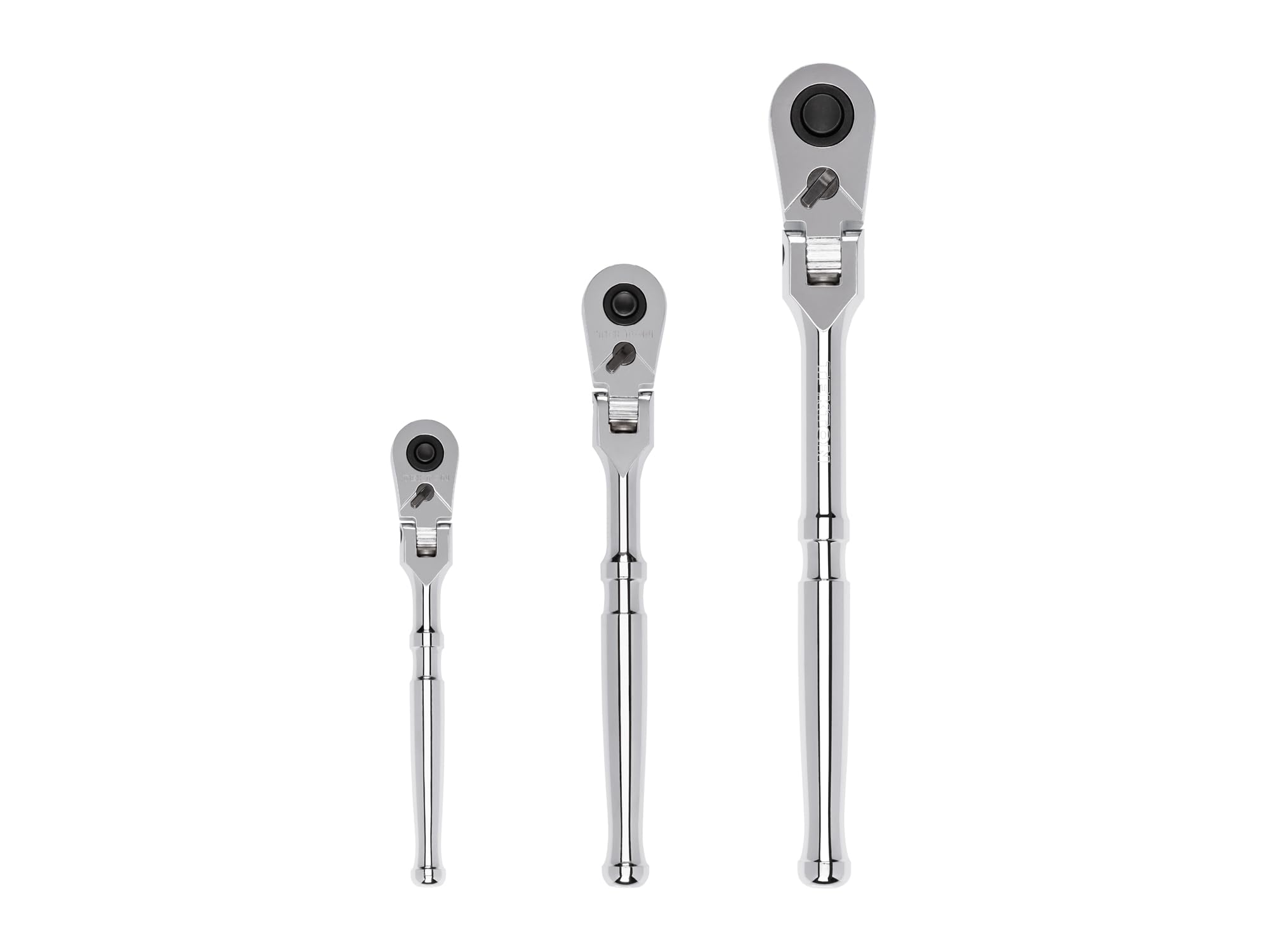 TEKTON1/4, 3/8, 1/2 Inch Drive Flex Head Quick-Release Ratchet Set, 3-Piece (6, 8, 10-1/2 in.) | SRH92103