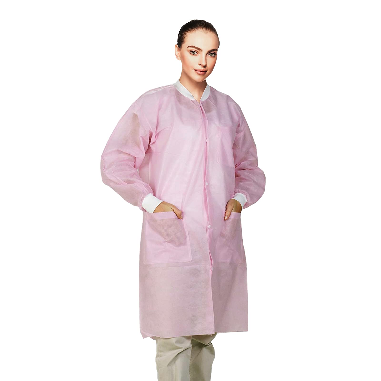 Lab Tops On Sale EZGOODZ Light Pink Disposable Lab Coats (10-Pack