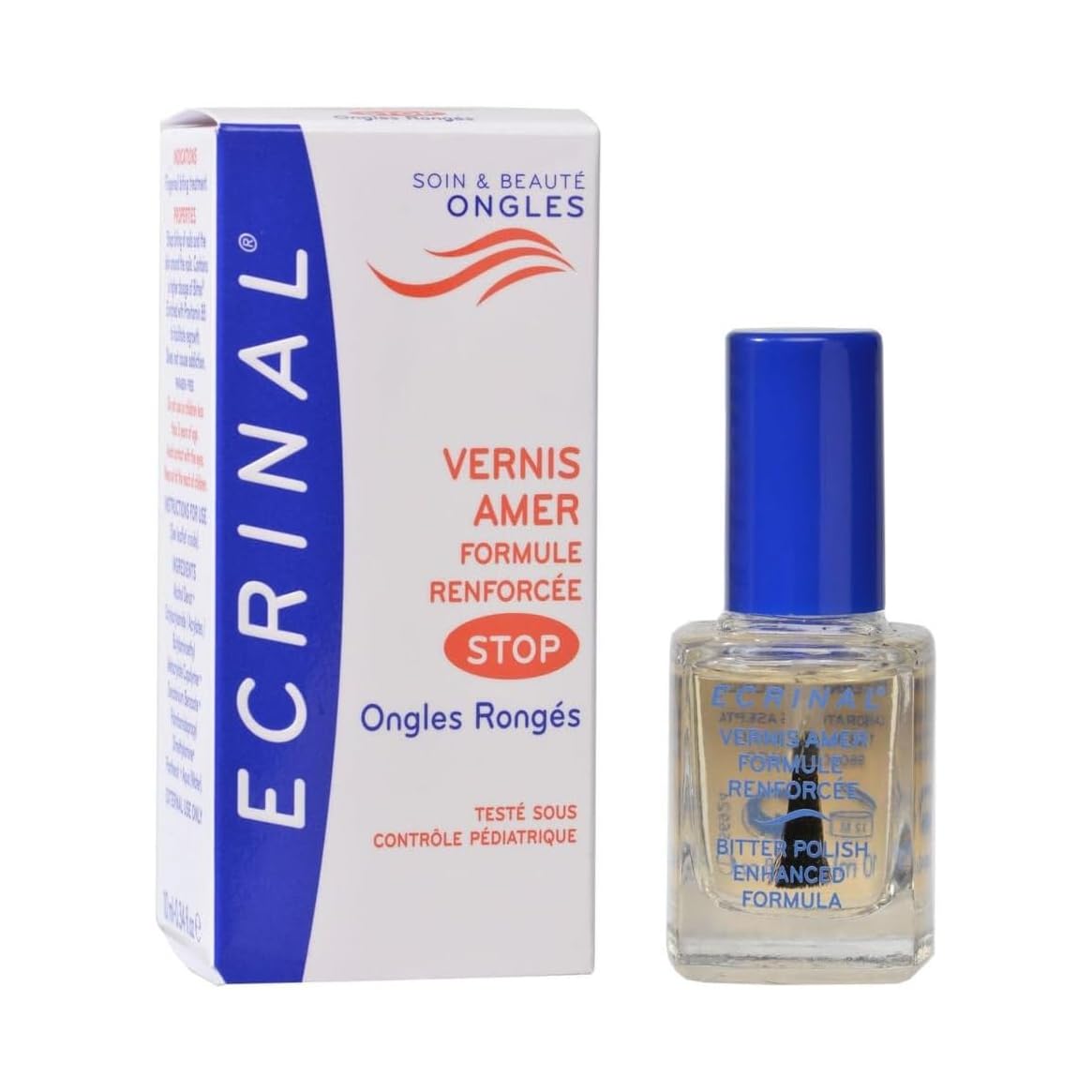 ECRINAL | Smalto Amaro per Unghie | Aiuta a Contrastare l'Abitudine di Mangiare le Unghie | Formula Invisibile | Favorisce la Ricrescita | Per Bambini dai 3 Anni e Adulti | 10 ml